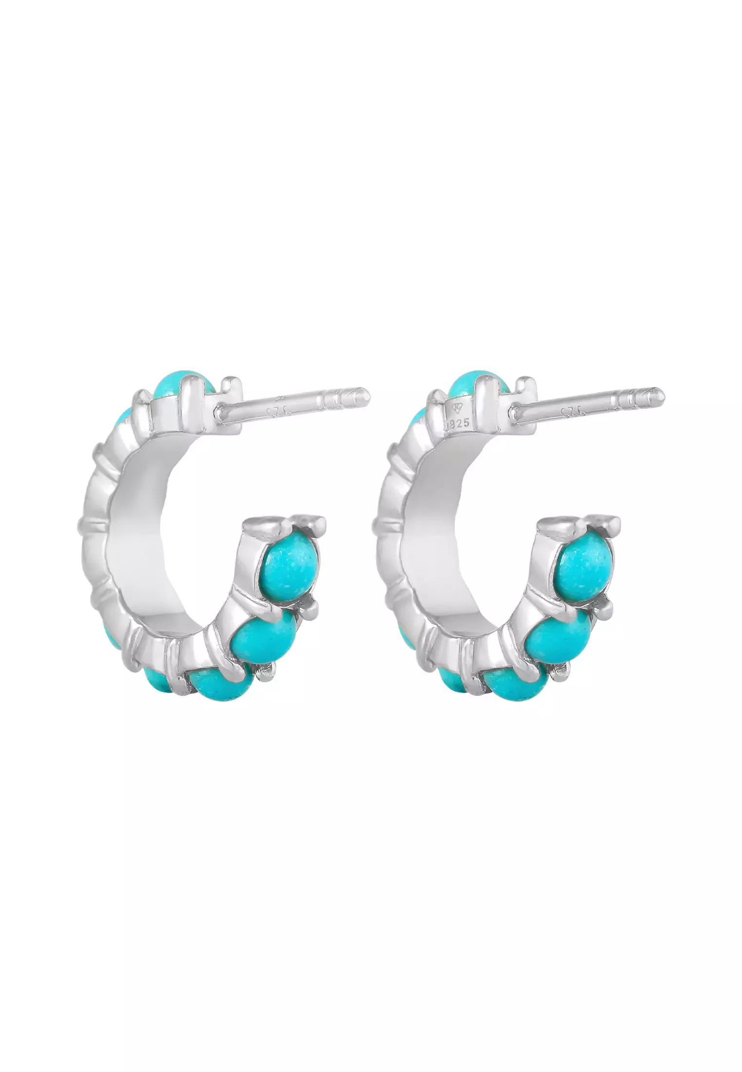 Earrings Men Creoles Boho Vintage With Howlite Beads Turquoise