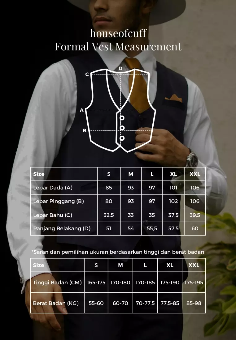 Houseofcuff Vest / Rompi Formal Biru Kotak Navy Waistcoat Wedding Tuxedo