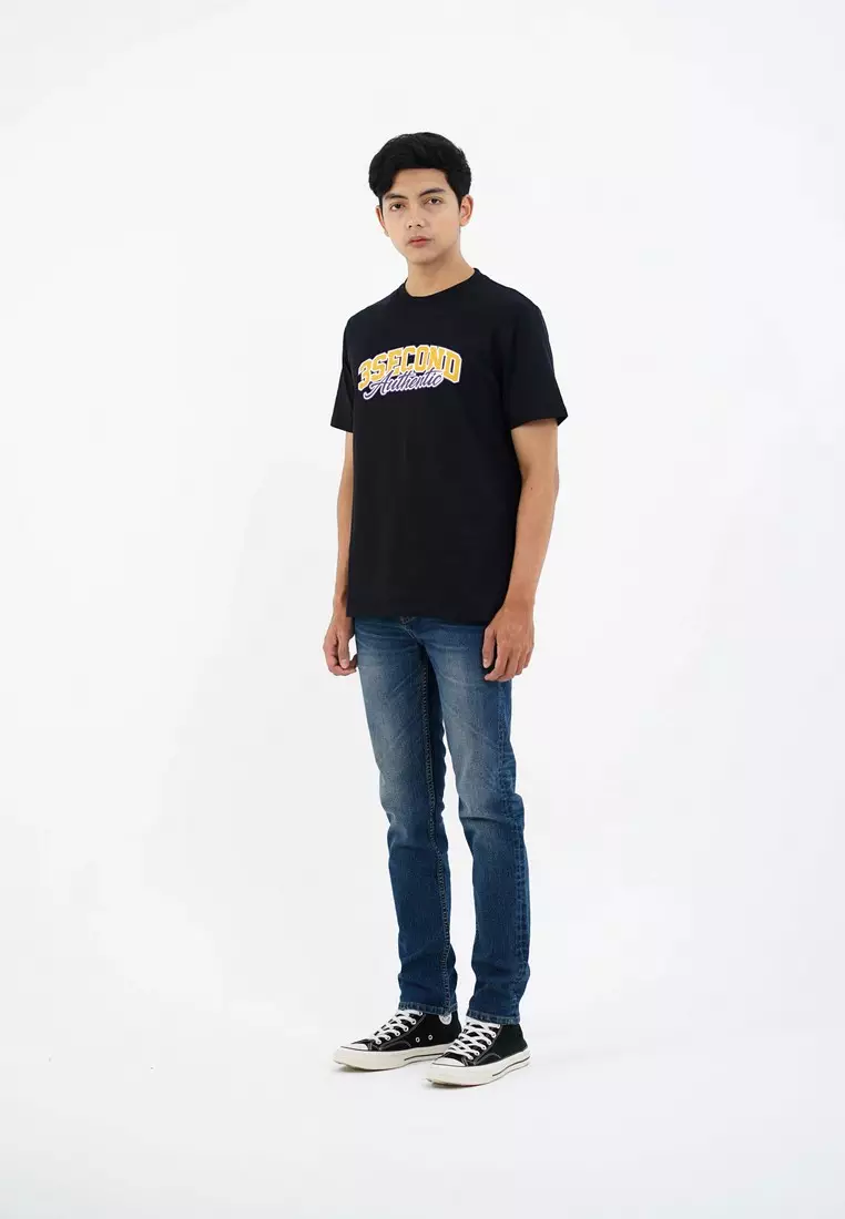 3Second Men's T-Shirt Short Sleeve Regular Fit Cotton Logo Script Hector C690125