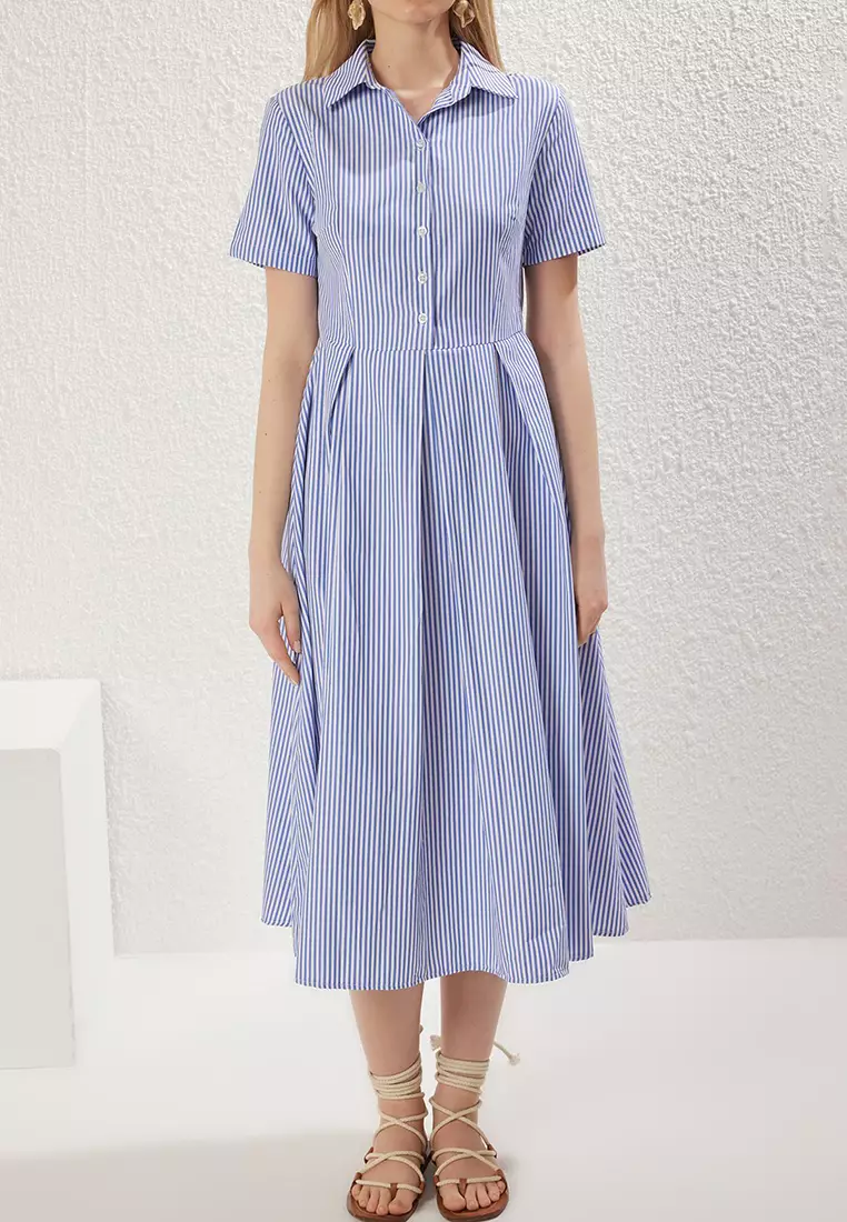 Striped Midi Shirt Dress