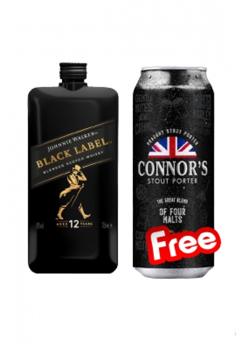 TL WINE &amp; SPIRITS Johnnie Walker Black Label 200ml Free 1 Connor's Beer