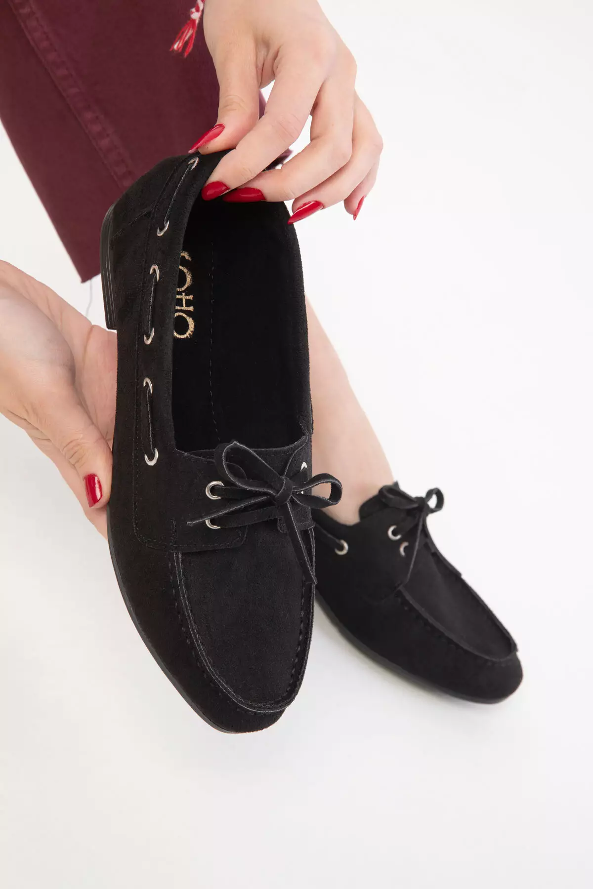 Black Suede Loafer Women's Shoes 20481