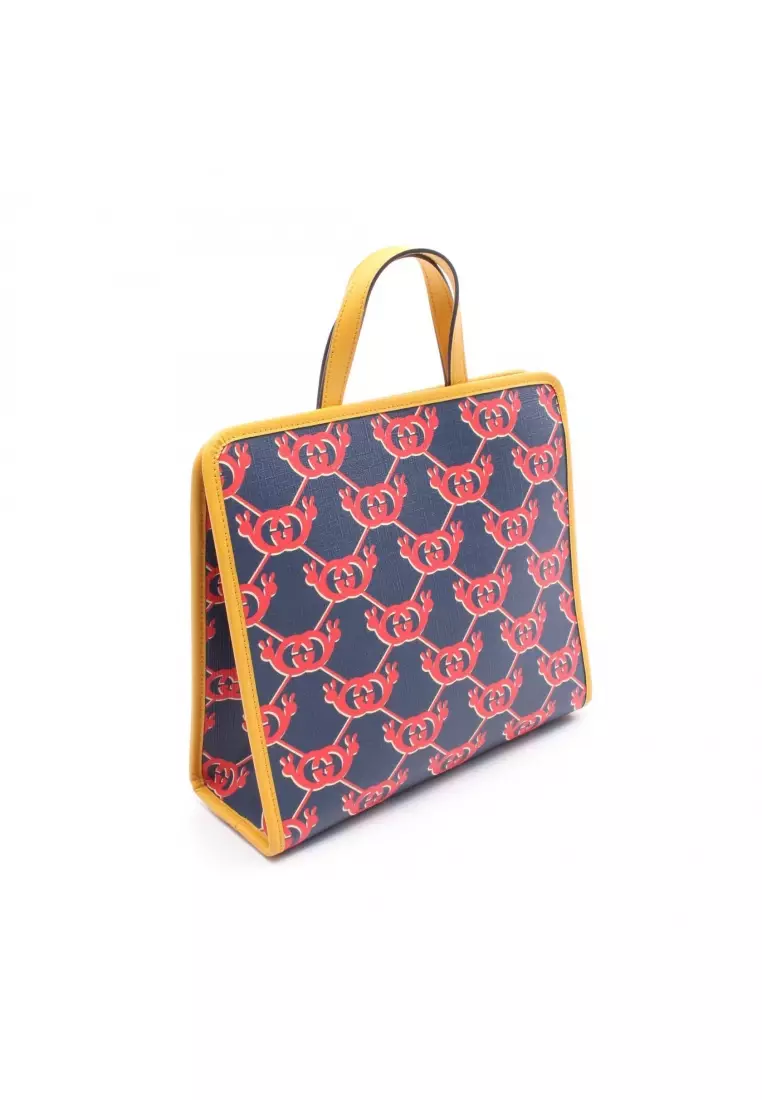 Pre-Loved Gucci Children's Snail Handbag tote bag PVC leather Navy Red Orange yellow