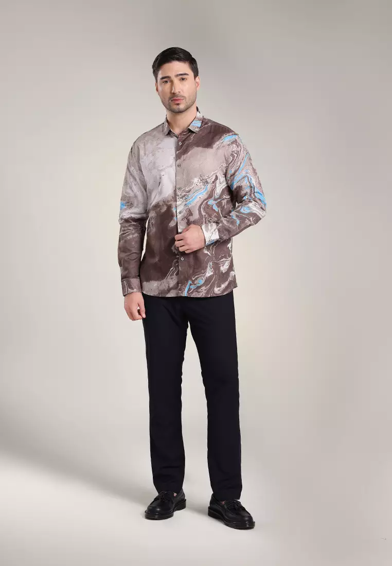 MOC Kemeja Lengan Panjang Pria LOURY - BEIGE