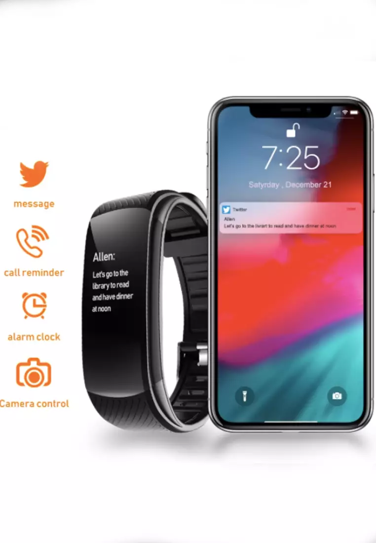 Gift Set - Fitness Smart Watch / MOHLIA® 24K plated Infinity Rose - Unisex IOS/Android IP Black Waterproof Fitness SmartWatch, Heart Rate Monitoring, Weather, Clock, with Deep Purple Rubber Strap