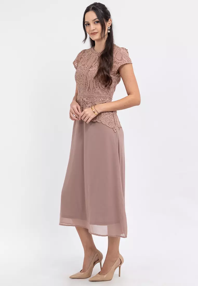 DAVINA Lace Top Midi Dress