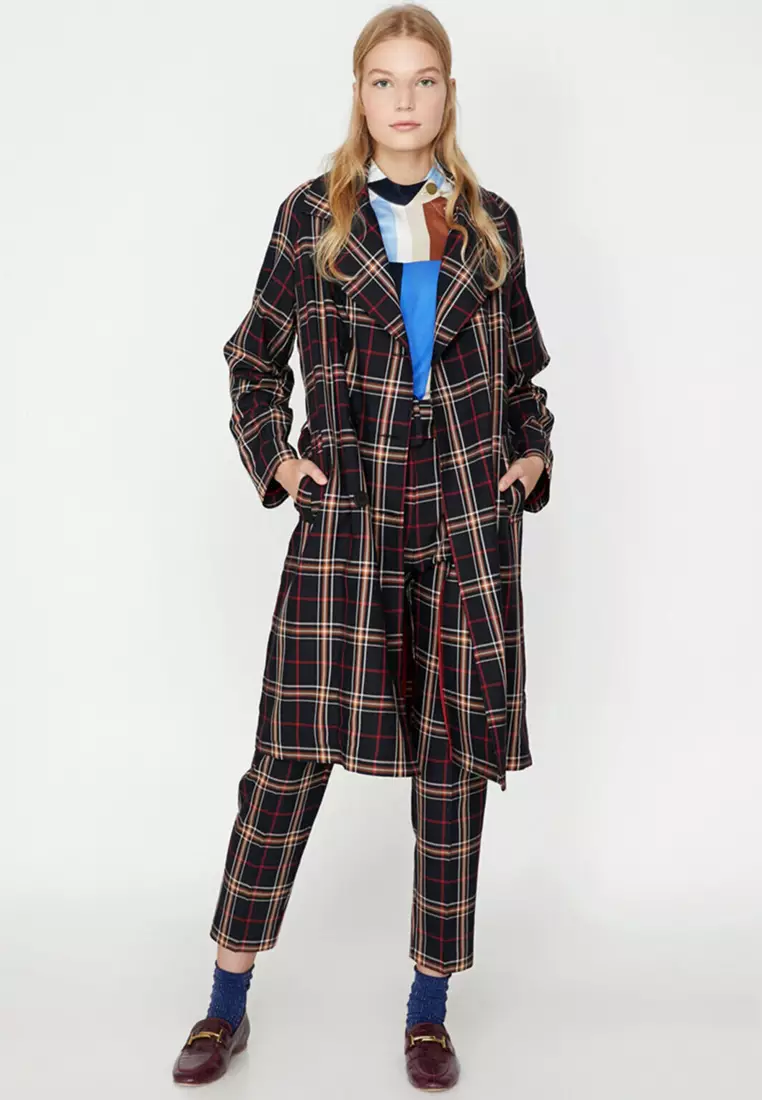 Checkered Trench Coat