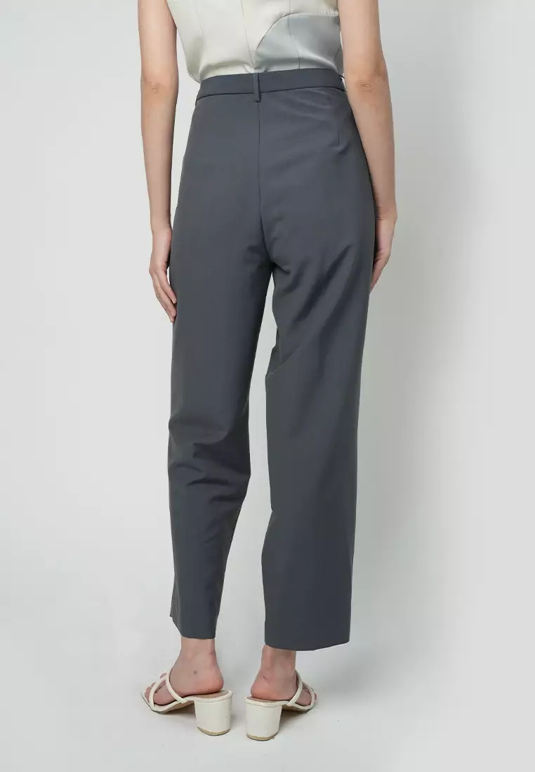 Kaydence Slim Pants with a Button Tab opening in the Waistband