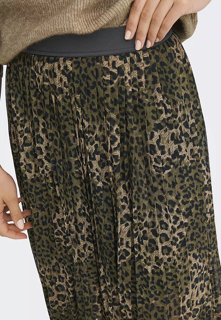 Pleat Mesh Jersey Skirt