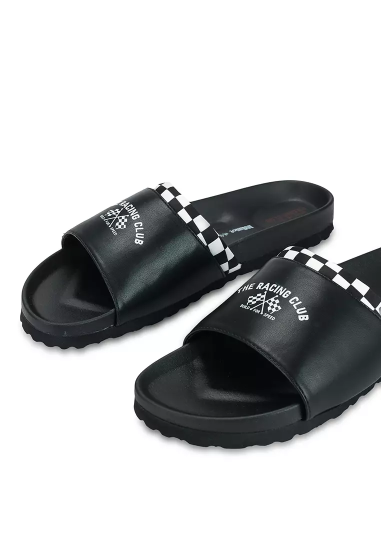 DW Motorsport x Milliot The Checkered Flags Open Toe Sandals