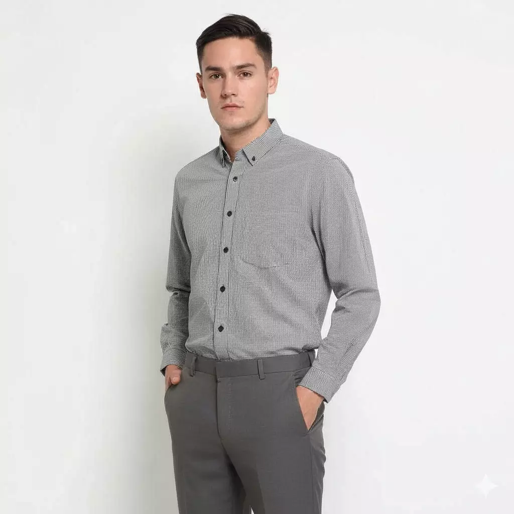 Lawell Kemeja Pria Lengan Panjang Kotak-Kotak Slim Fit - Caesar