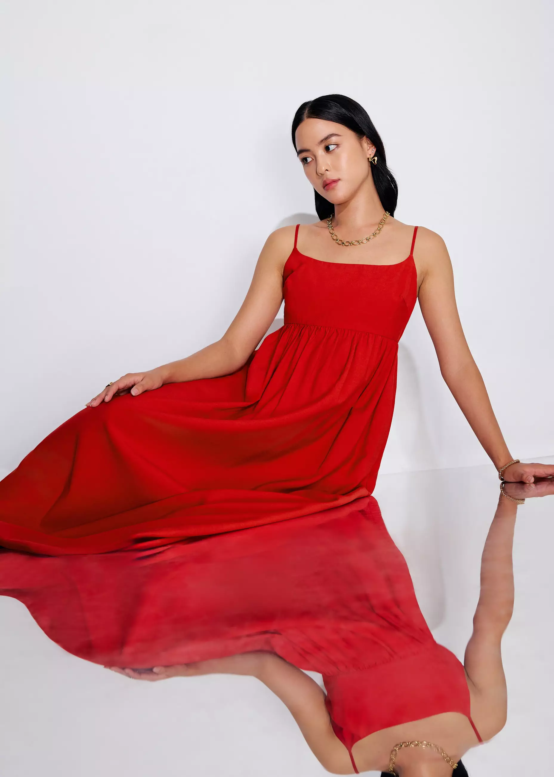 Dress Wanita - Camisole Fit & Flare Maxi Dress