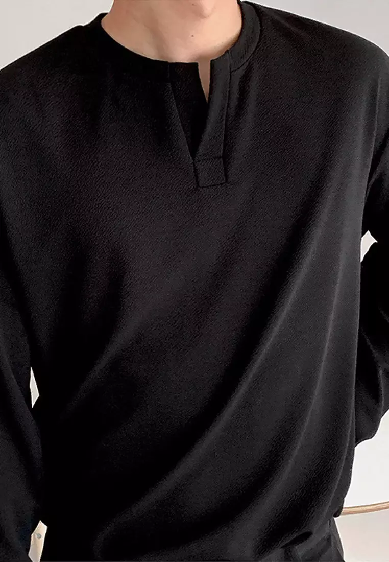 Casual Texture Long-sleeve T-shirt‌ ‌MYQ8951