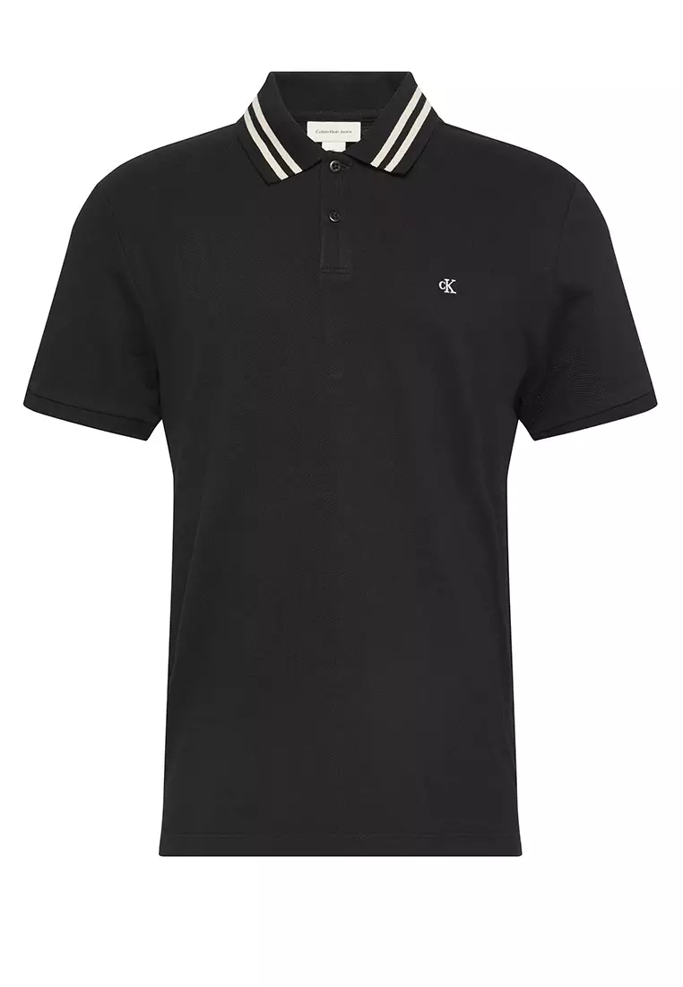 Monogram 商標珠地布恤衫領經典POLO恤 - Calvin Klein Jeans