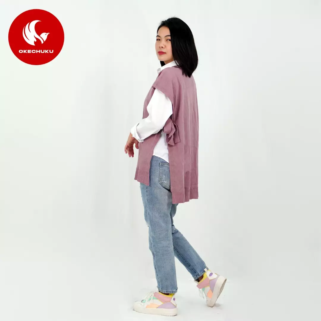 OKECHUKU Andien Knit Vest Korean Style Rompi Rajut Wanita Polos Vest Tali Outer Hijab