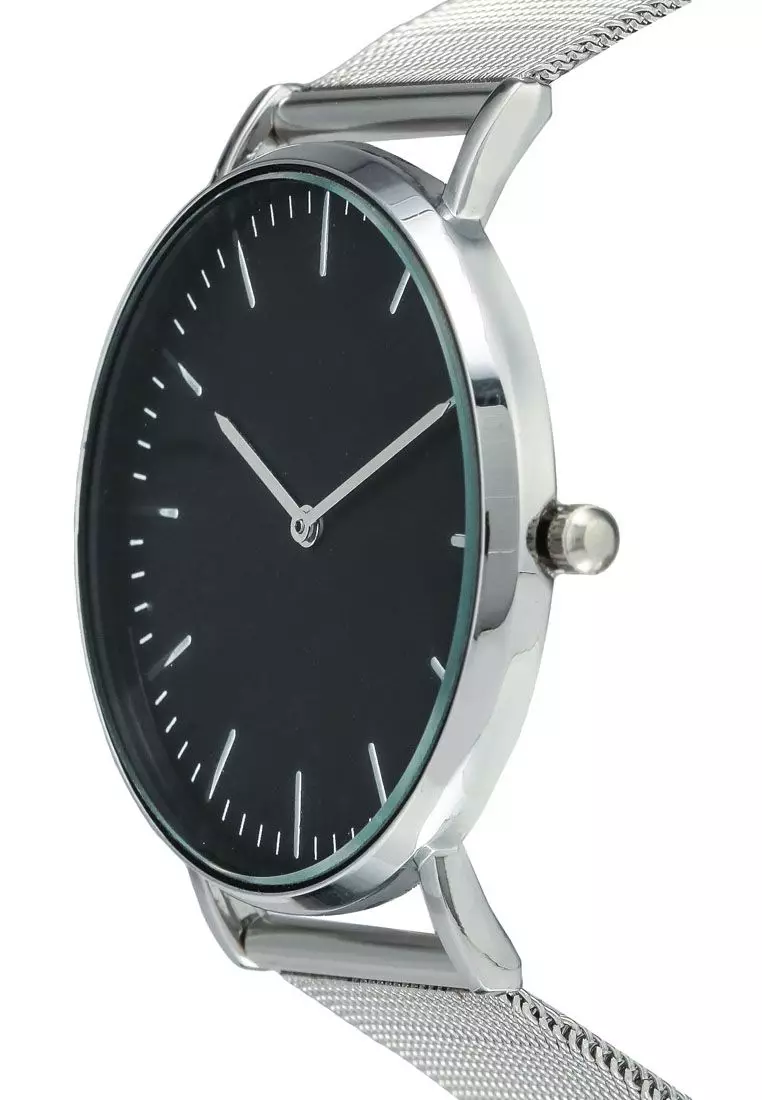 Round Face Gold Black/Mesh Strap Watch