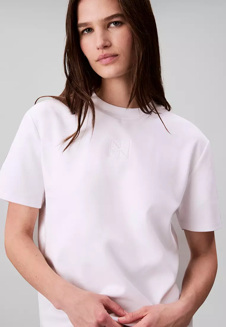 Lux Pima Emblem Mock Neck Tee - Calvin Klein Jeans