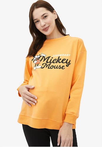 LC WAIKIKI orange Mickey Mouse Maternity Sweatshirt CBE12AA574E60CGS_1