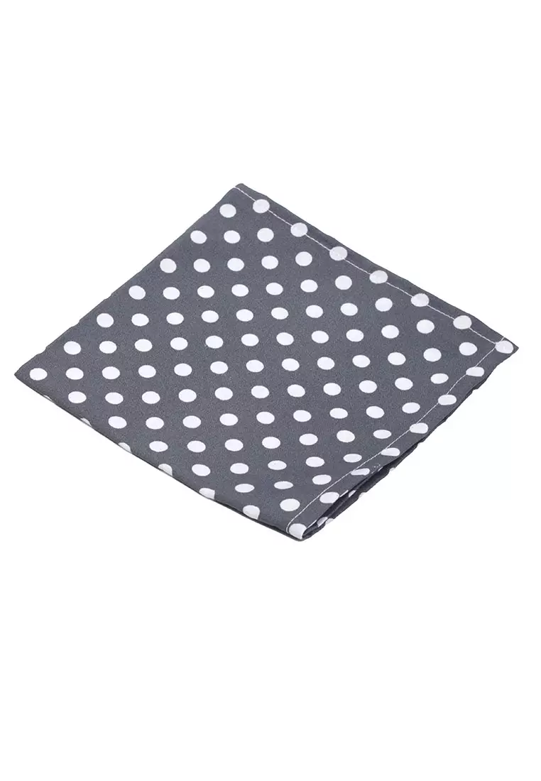 Houseofcuff Dasi Kupu Bowtie Pocket Square Saputangan Abu Polka A37