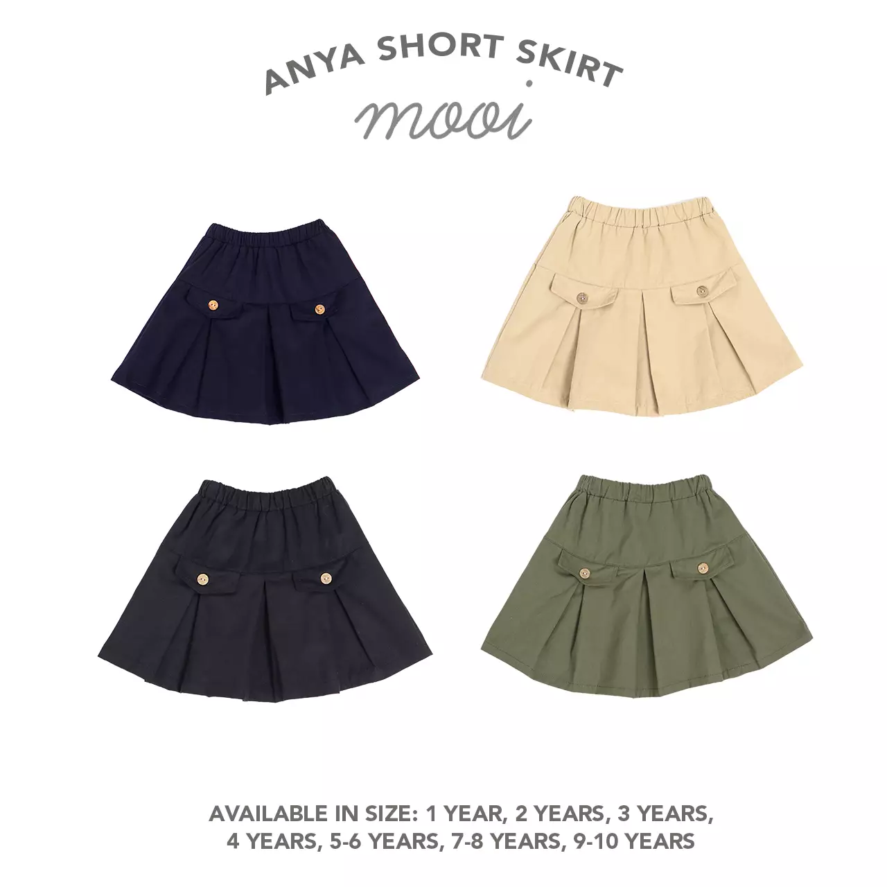 Mooi Rok Anak Perempuan Anya Short Skirt - Army Green