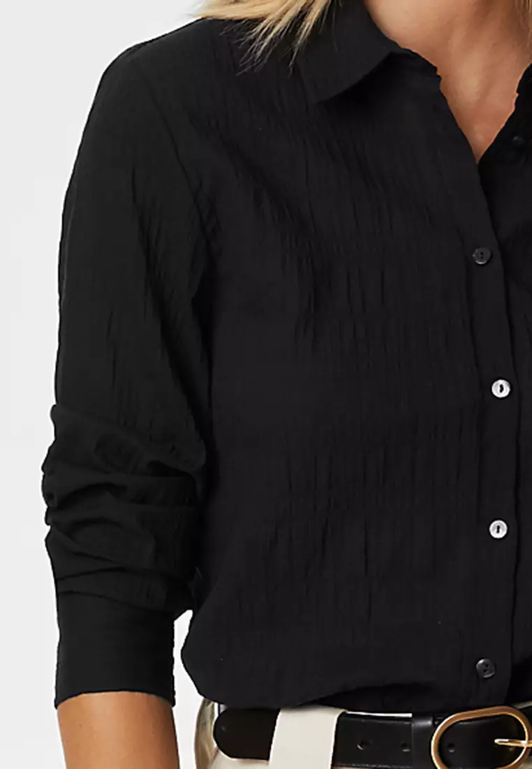 Cotton Rich Textured Collared Shirt