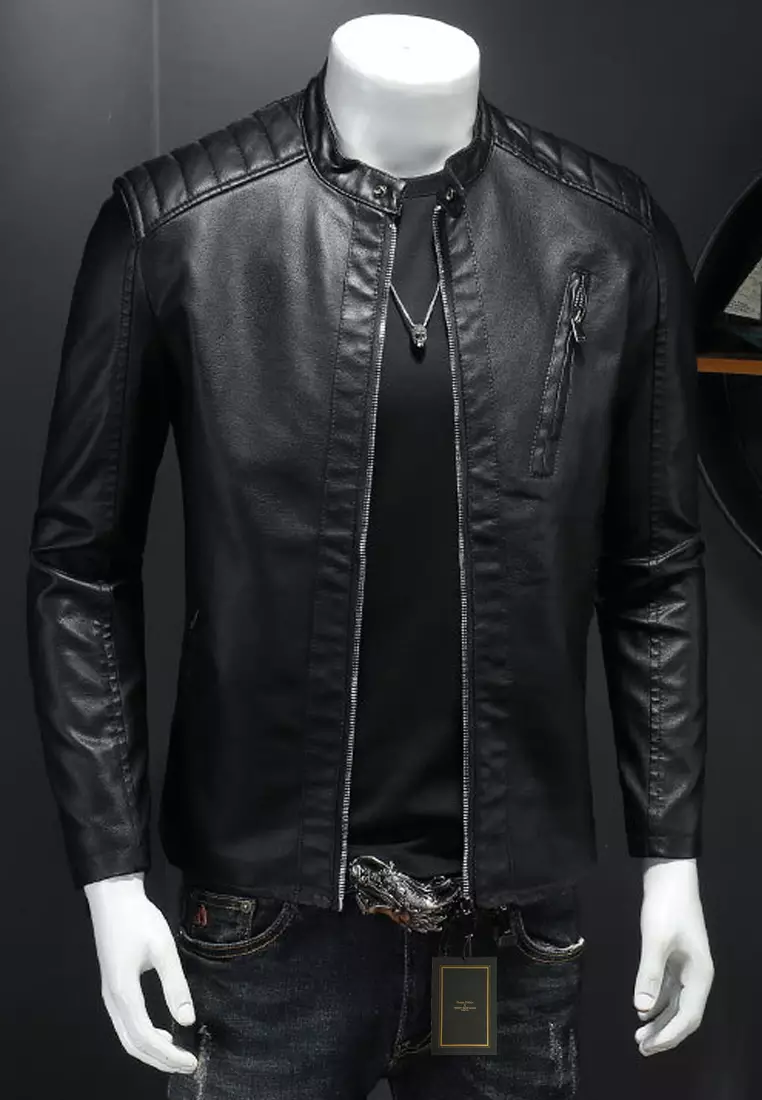 Slim Faux Leather Jacket MJ601