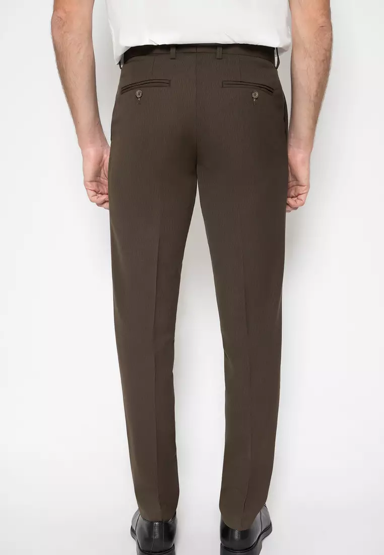 Johnwin - Celana Formal - Celana Pria - Coklat - Polyester - Slim Fit - F.880.010.340.C