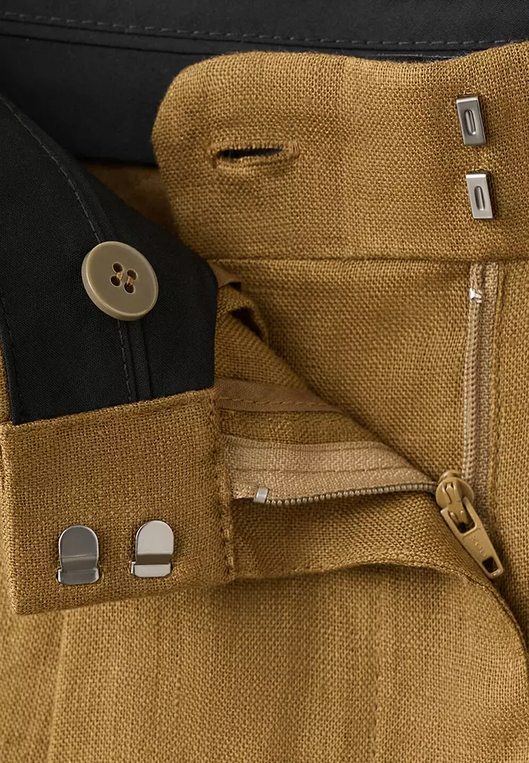 Straight-Fit Linen Suit Trousers