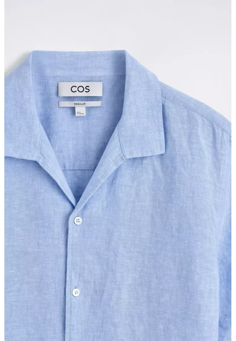 CAMP-COLLAR SHORT-SLEEVED LINEN SHIRT