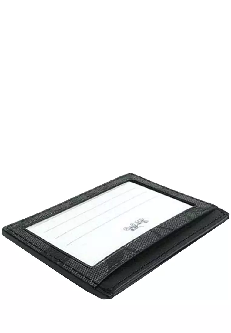 Buy Coach Coach Slim Id Card Case In Signature Canvas In Charcoal