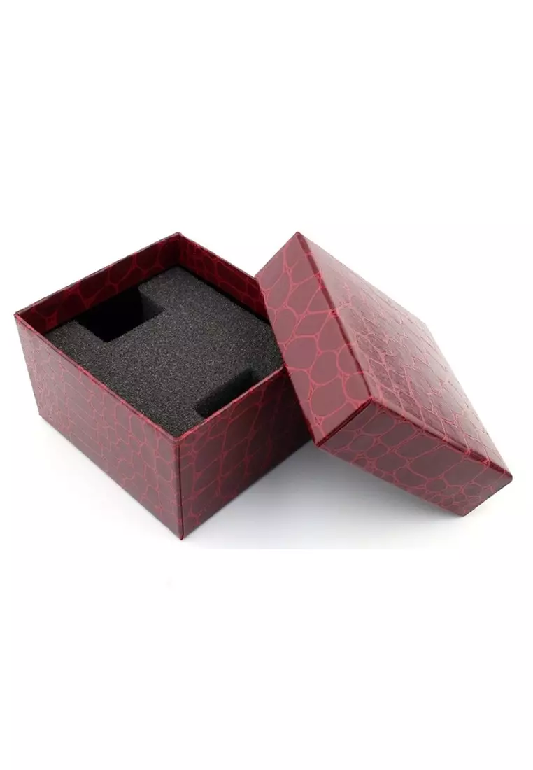 Kotak Jam Tangan Watch Box Motif Kulit Desain Unik - Red