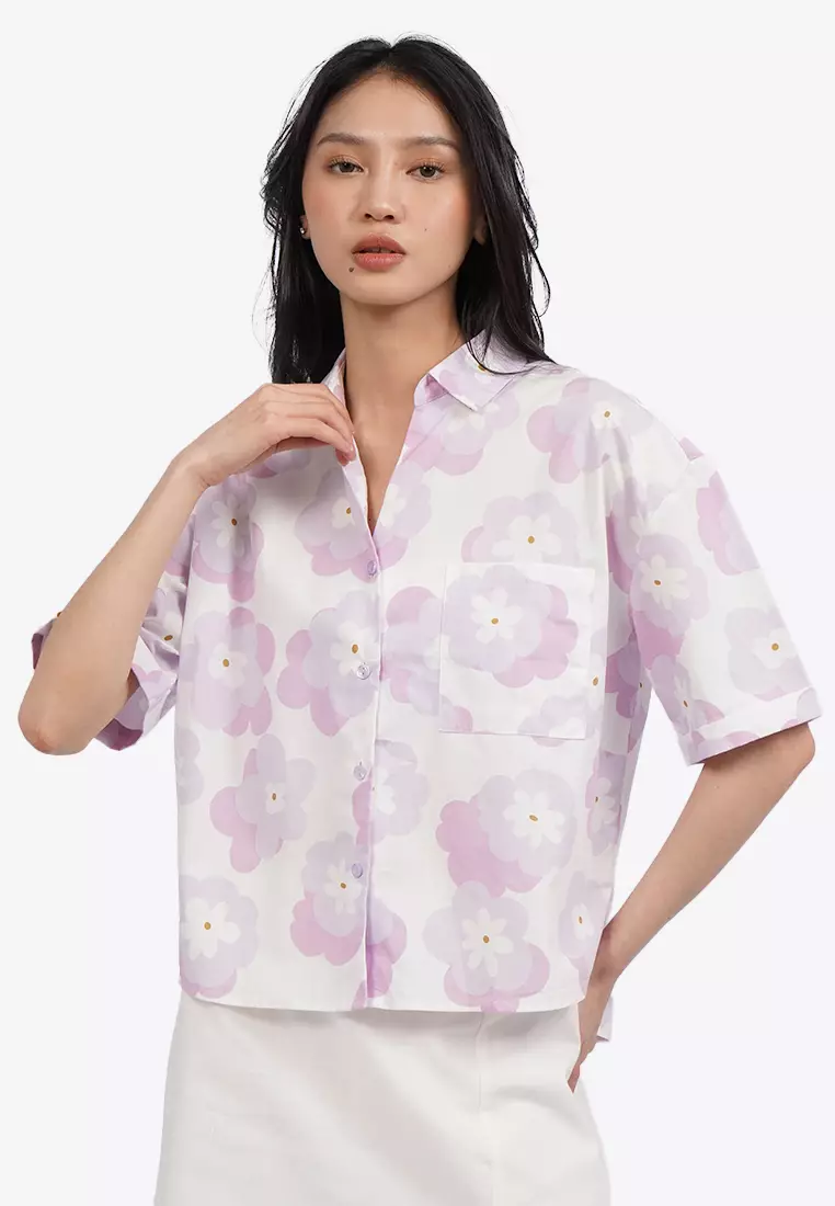 Drop Shoulder Printed Shirt with Pocket