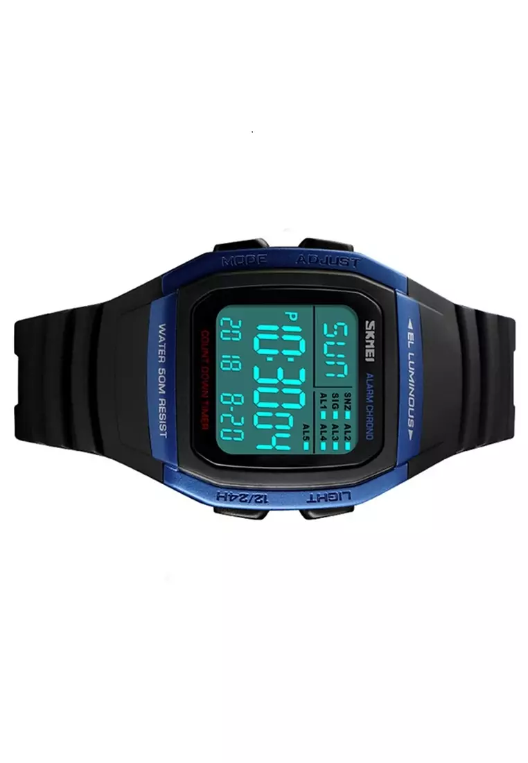 Jam Tangan Kasual Digital Pria Waterproof 50m Strap Tali Material Silicone TE42 ORIGINAL