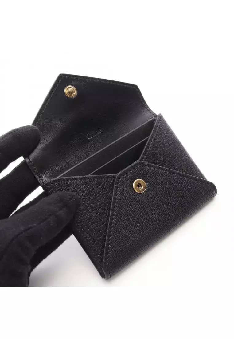 Pre-Loved Chloé Envelope card case leather black