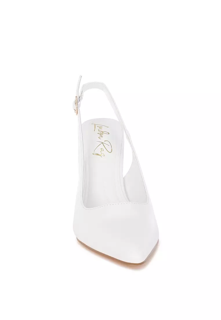 Pointy Toe Slingback Pumps In White