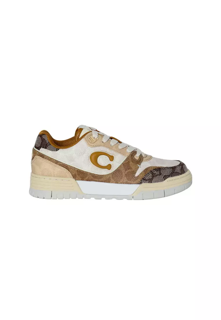 Buy Coach Corner Zip Wristlet In Signature Canvas With Stripe Tan