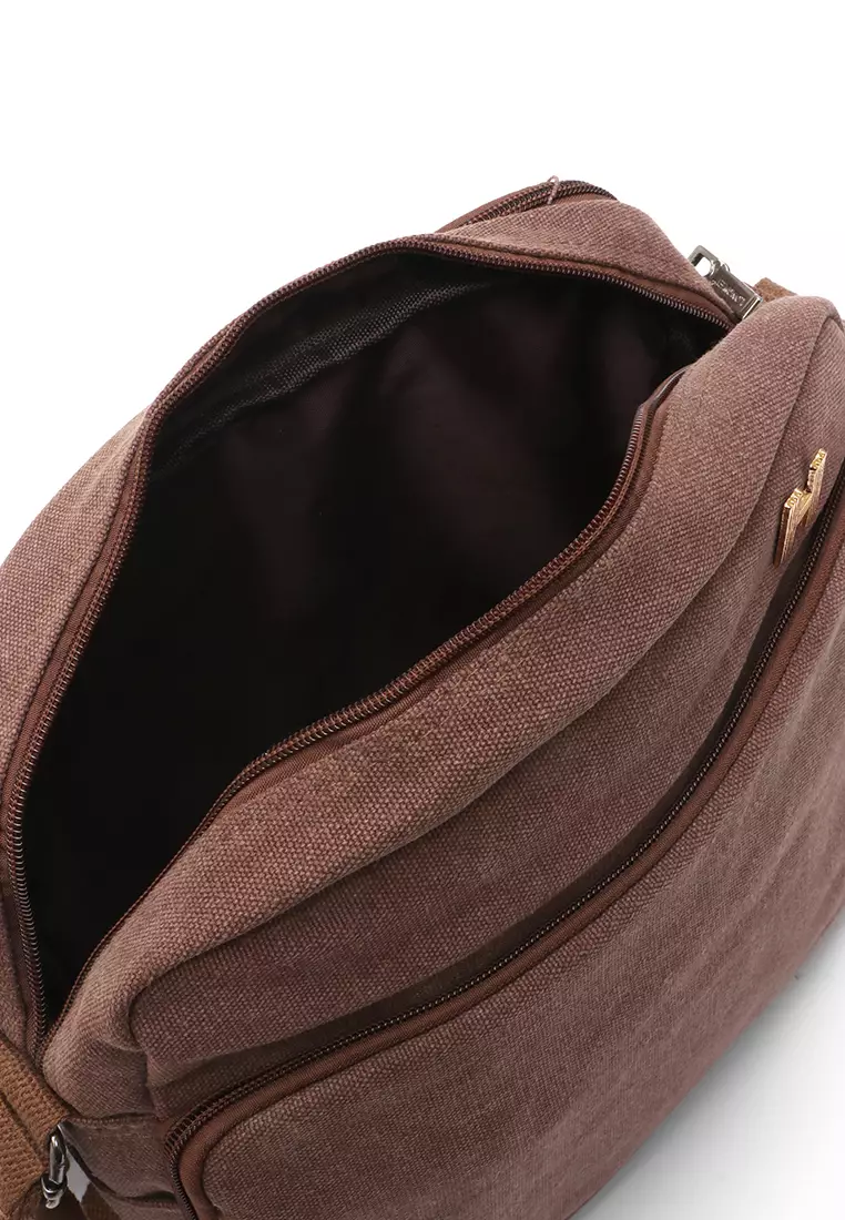 Shop Hamlin Corner Tas Selempang Pria Wanita Messenger Bag Many Slot Bahan  Canvas ORIGINAL - Brown Bag