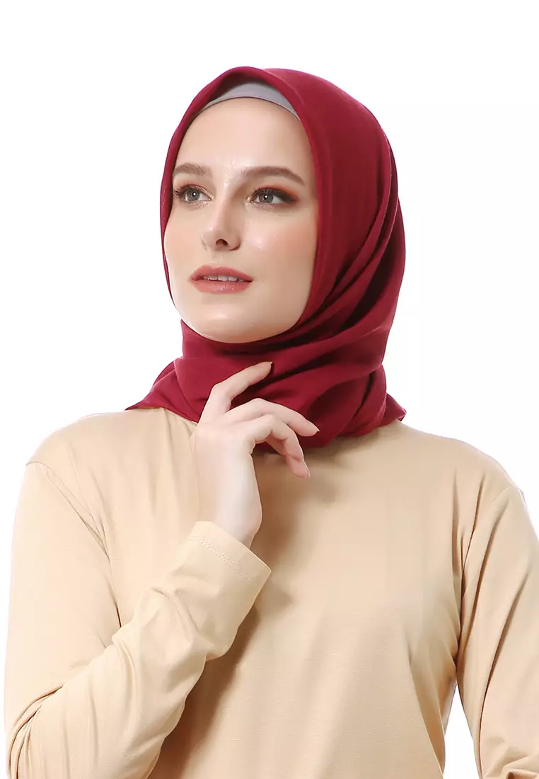 Vierra Jilbab Segiempat Paris Polos Premium Best Style - Maroon