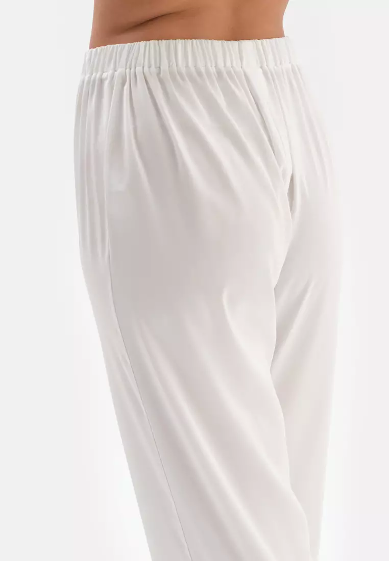 White Bride Shirts & Pants, Shirt Collar, Regular Fit, Long Leg, Long Sleeve Sleepwear for Women