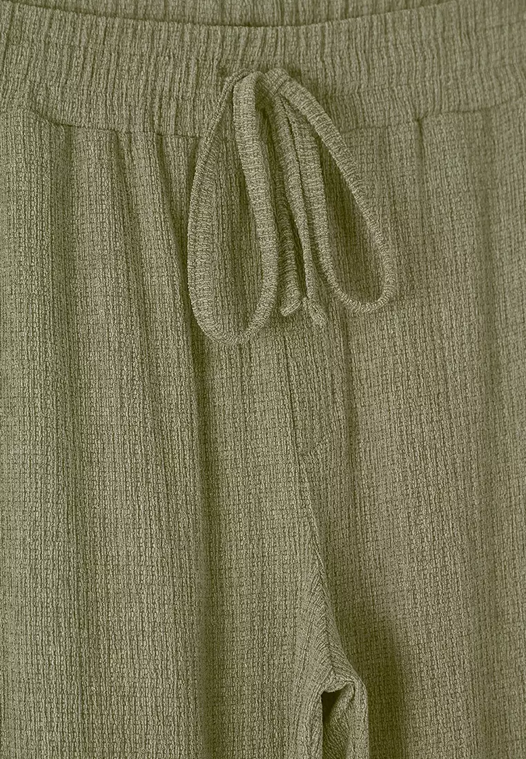 Mint Wide Leg Textured Open Leg Sweatpants TMNSS25EA00008