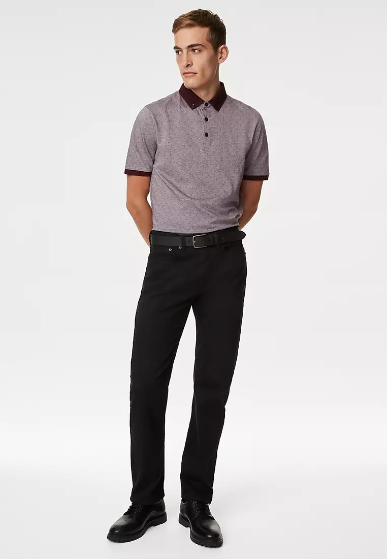 Pure Cotton Jacquard Polo Shirt