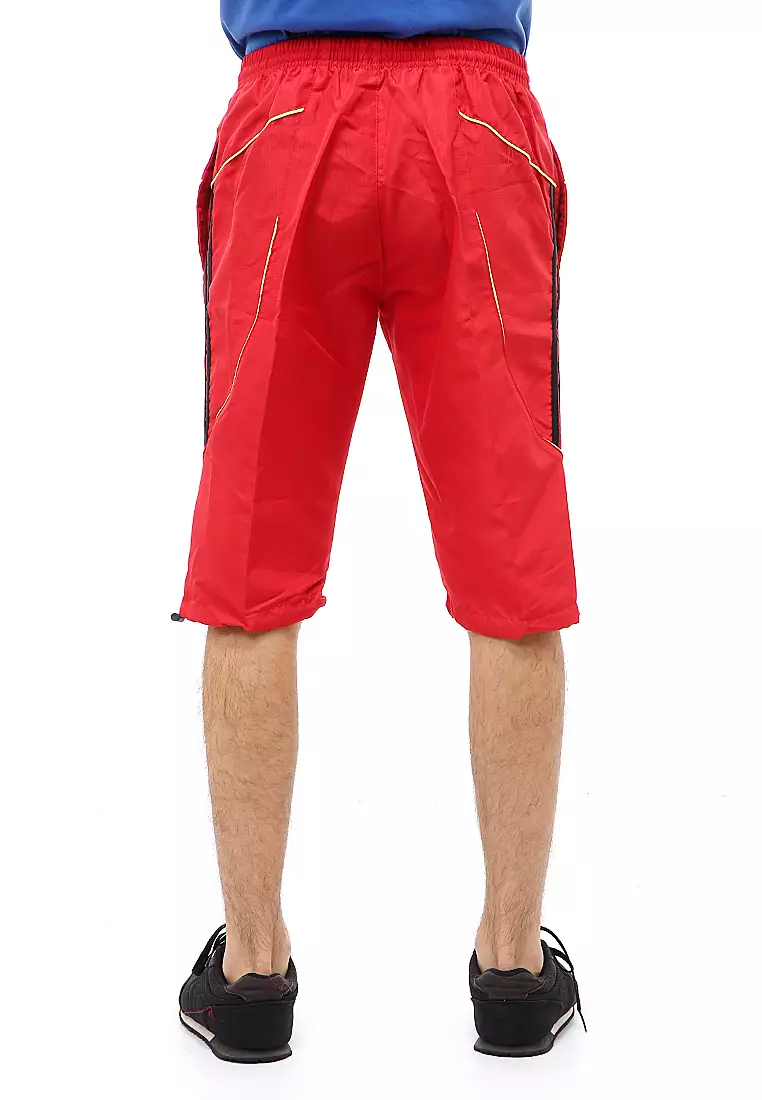 Yume Short Pants Celana Olahraga Pria 3/4 Model Kerut Lutut Material Parasut ORIGINAL - Red Black