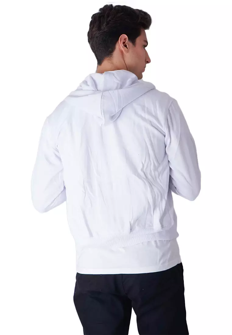 Jaket Polos Hoodie Zipper Sweater Warna Putih