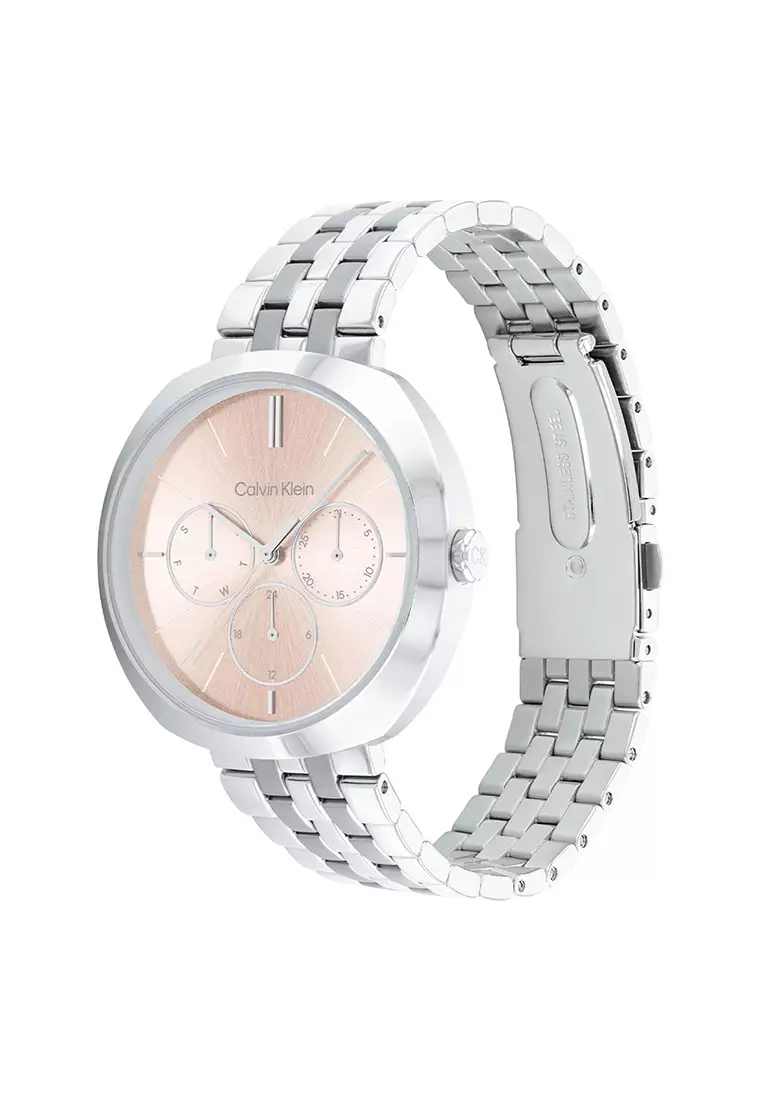 Women's Stainless Steel Bracelet and Blush Dial Quartz Multifunction Watch - CK25200335