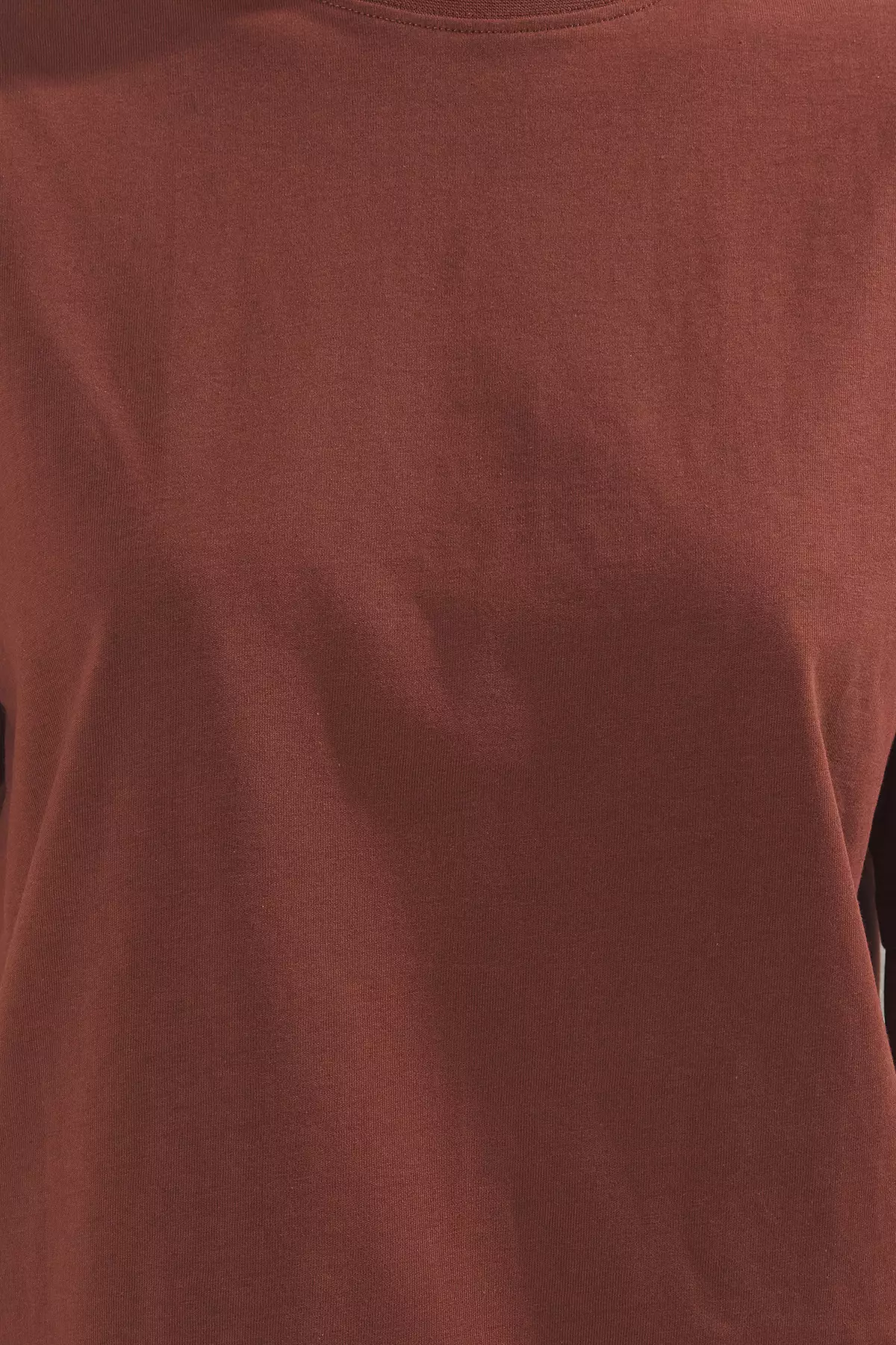 Brown 100% Cotton Premium Oversize/Wide Pattern Crew Neck Knitted T-Shirt TWOSS23TS00040