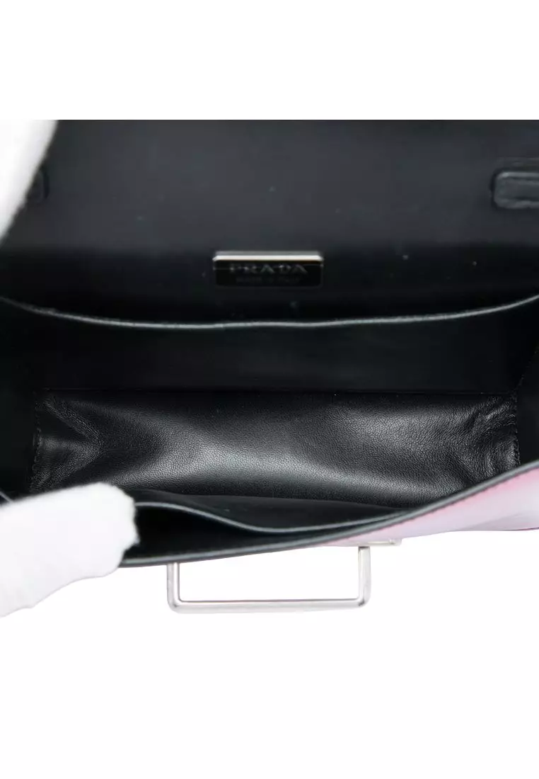 Pre-Loved Prada Saffiano Trimmed Metallic Vitello Cahier Bag