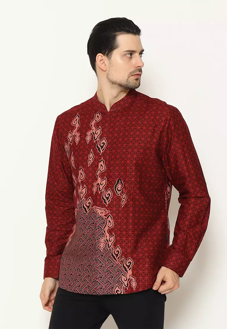 My Aksa Batik Pria Kemeja Koko Panjang Furing Axton Alma