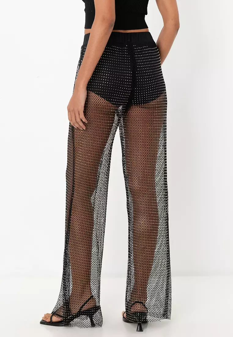 Torvi Mid Waist Wide Mesh Rhine Pants