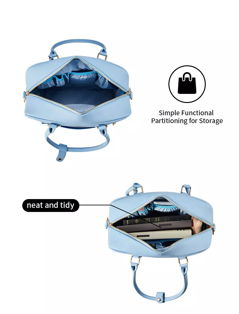 Margaret M Women's Blue Top Handle Handbag: 2-in-1 Microfiber Leather Travel Business Bag (Tablet compatible std. size 10")