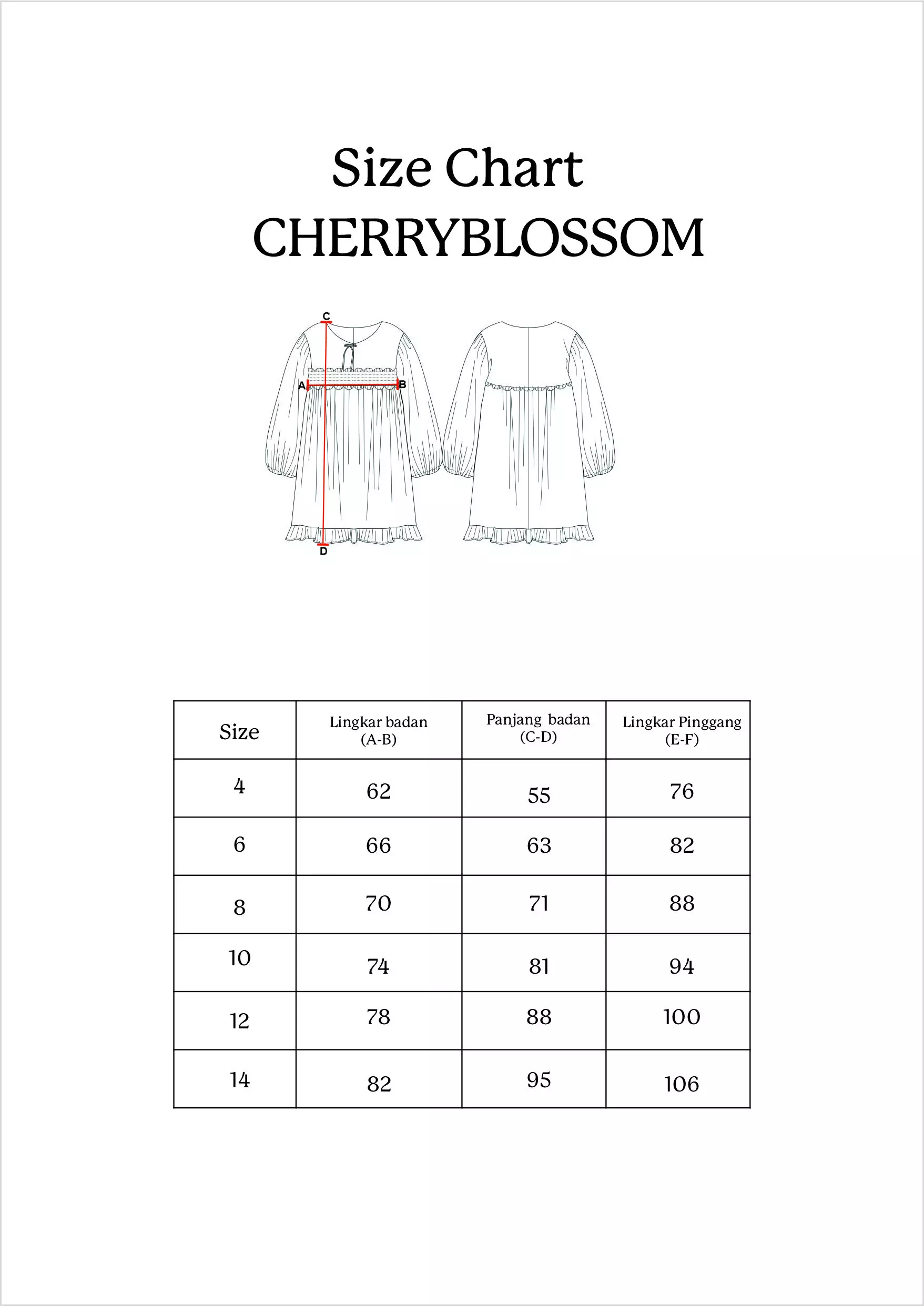 Pito Dito Girl Cherryblossom Dress Midi Anak Merah Motif Bunga